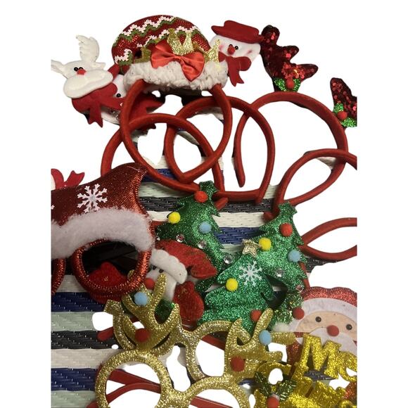 Lot 12 pcs Christmas 6 Headbands & 6 Novelty Glasses New - Picture 3 of 5